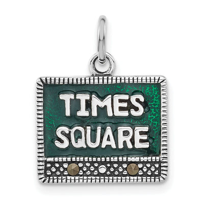 Silver Enamal Marcasite Times Square Charm at $ 21 only from Jewelryshopping.com