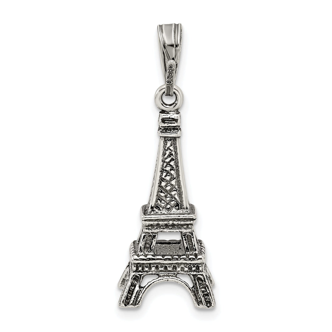 Silver Polished Finish 3-D Eiffel Tower Charm