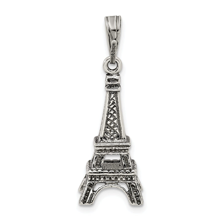 Silver Polished Finish 3-D Eiffel Tower Charm