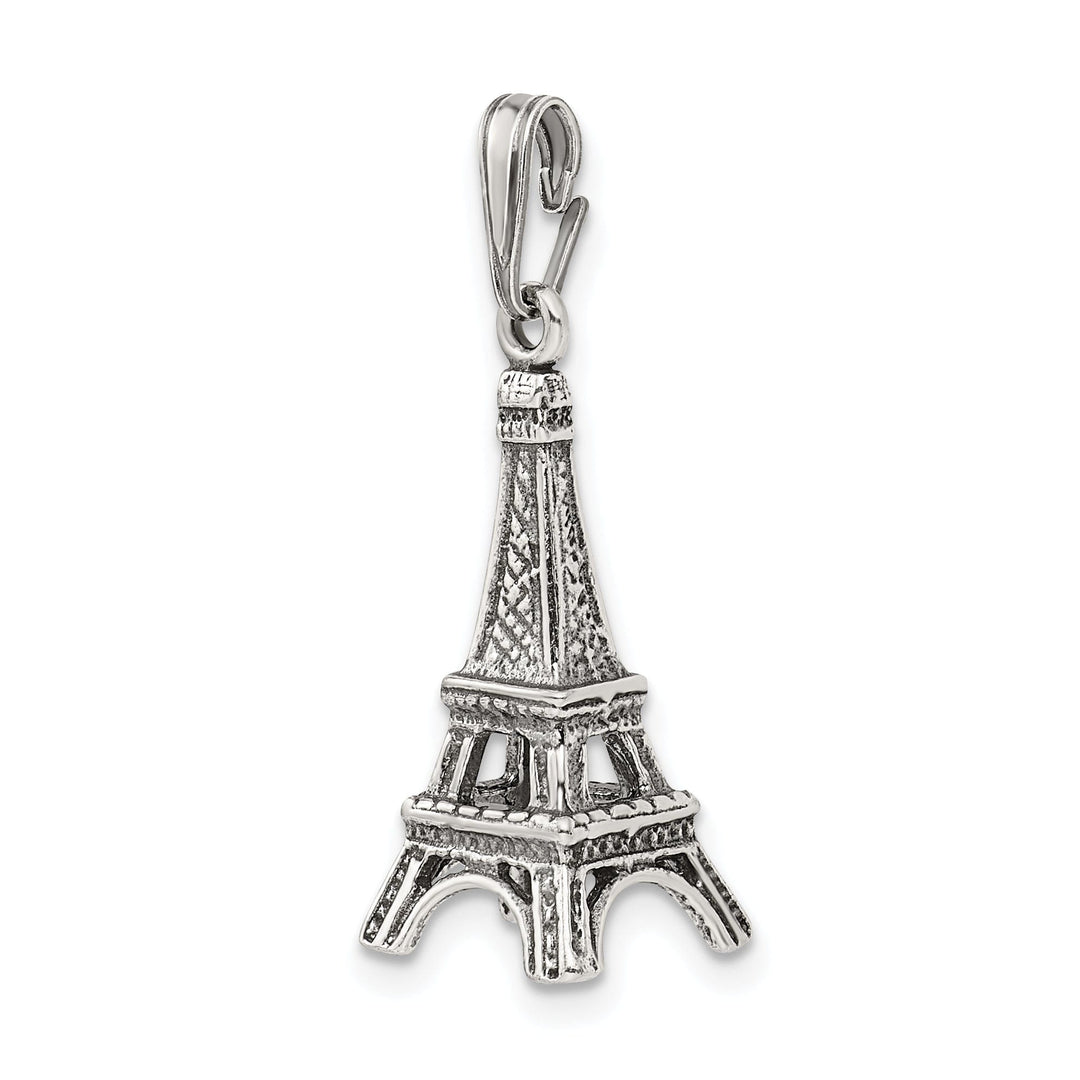 Silver Polished Finish 3-D Eiffel Tower Charm