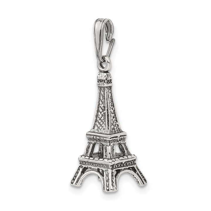 Silver Polished Finish 3-D Eiffel Tower Charm