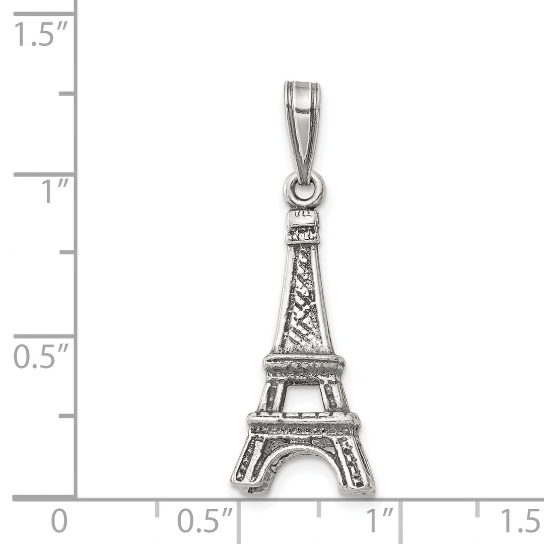 Silver Polished Finish 3-D Eiffel Tower Charm