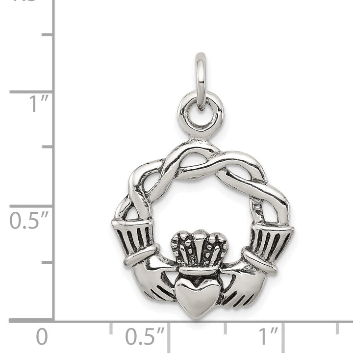 Silver Polished Antiqued Finish Claddagh Charm