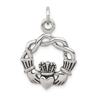 Silver Polished Antiqued Finish Claddagh Charm at $ 31.04 only from Jewelryshopping.com