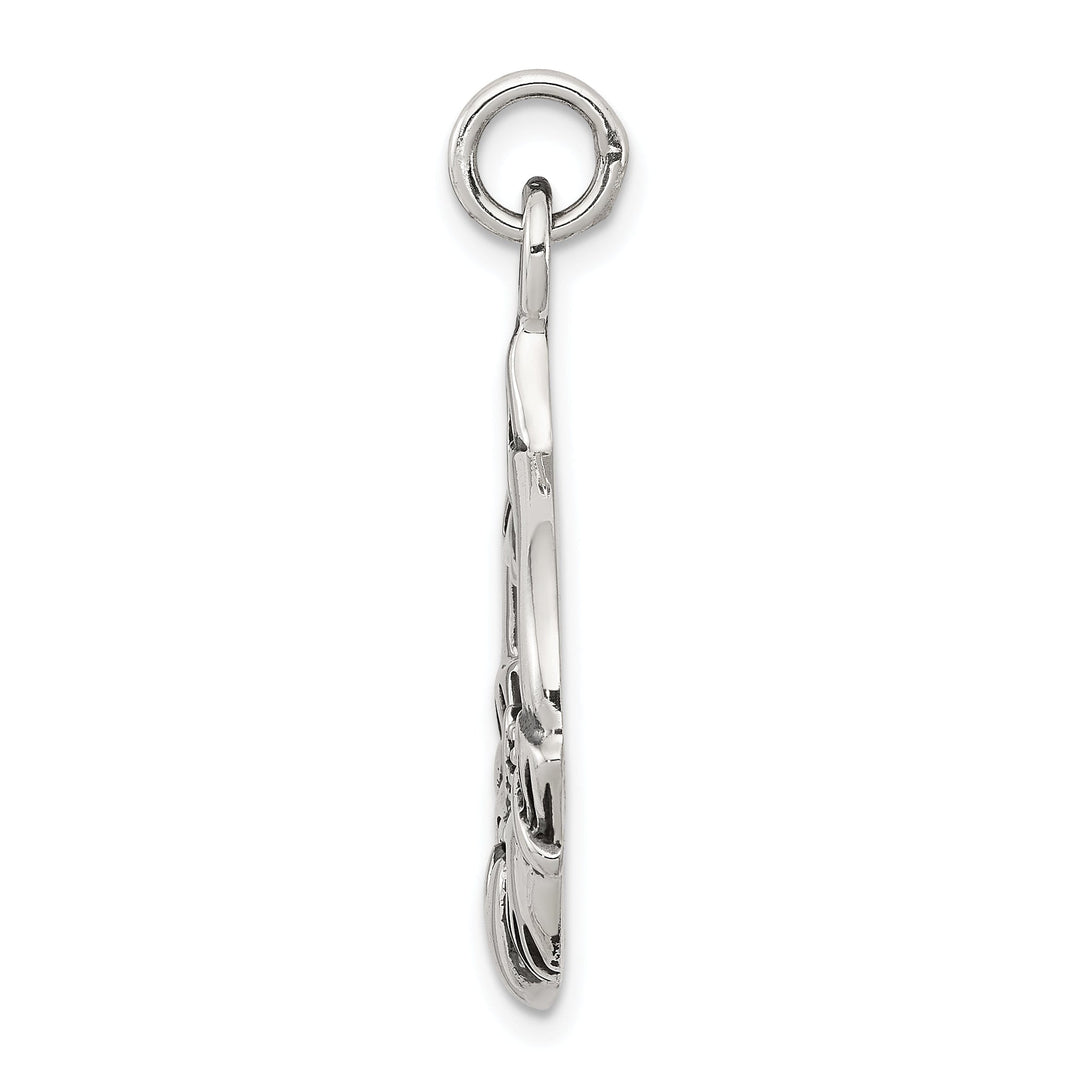 Silver Polished Antiqued Claddagh Charm
