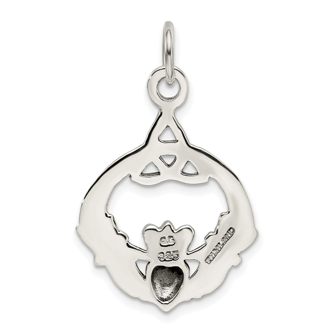 Silver Polished Antiqued Claddagh Charm