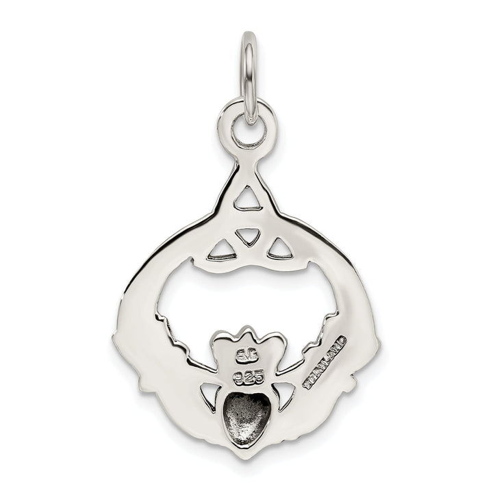 Silver Polished Antiqued Claddagh Charm