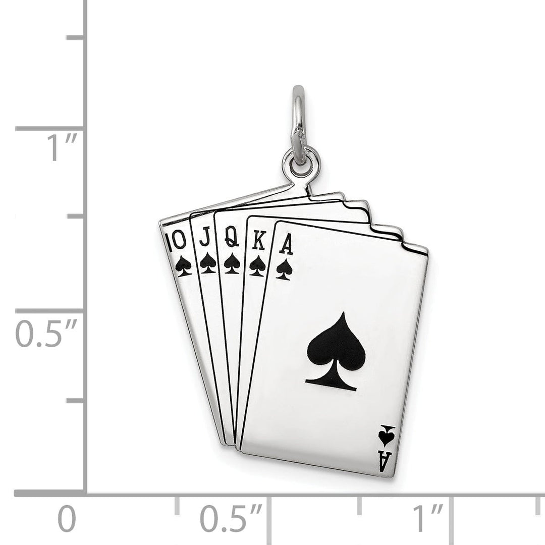 Silver Polish Finish Enamel Playing cards Charm