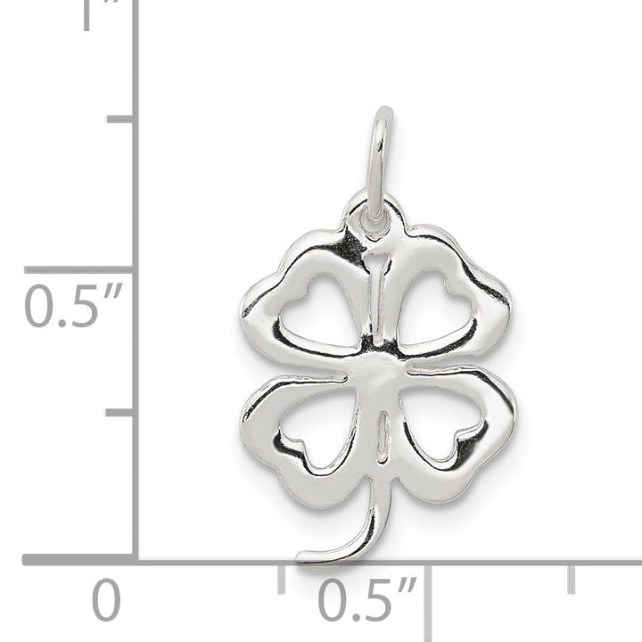 Silver Polished Finish 4-leaf Clover Pendant