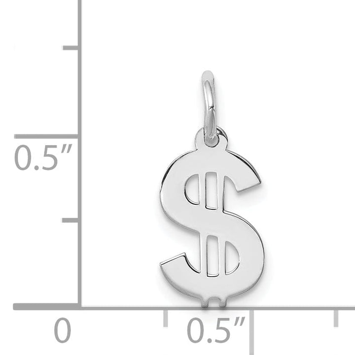 Sterling Silver Polished Dollar Sign Charm