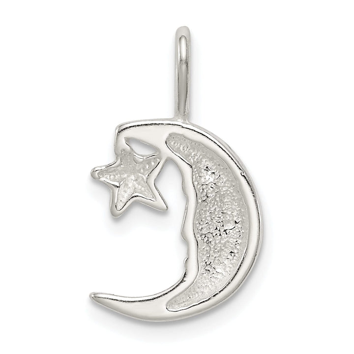 Sterling Silver Moon with Star Charm Pendant