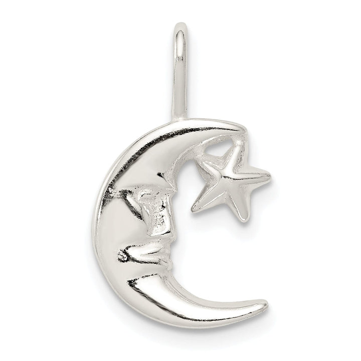 Sterling Silver Moon with Star Charm Pendant