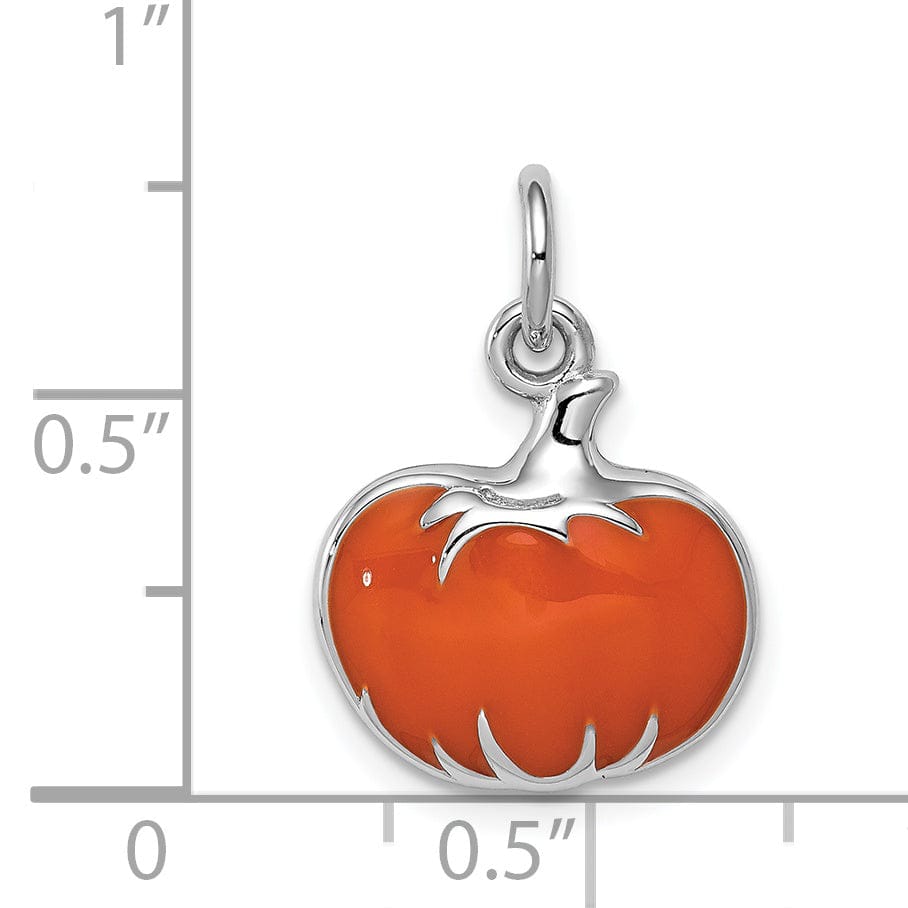 Sterling Silver Orange Enameled Pumpkin Pendant