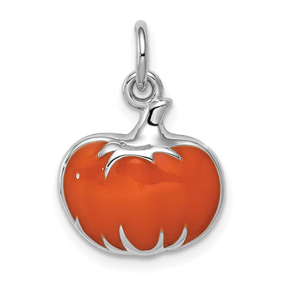 Sterling Silver Orange Enameled Pumpkin Pendant at $ 34.57 only from Jewelryshopping.com