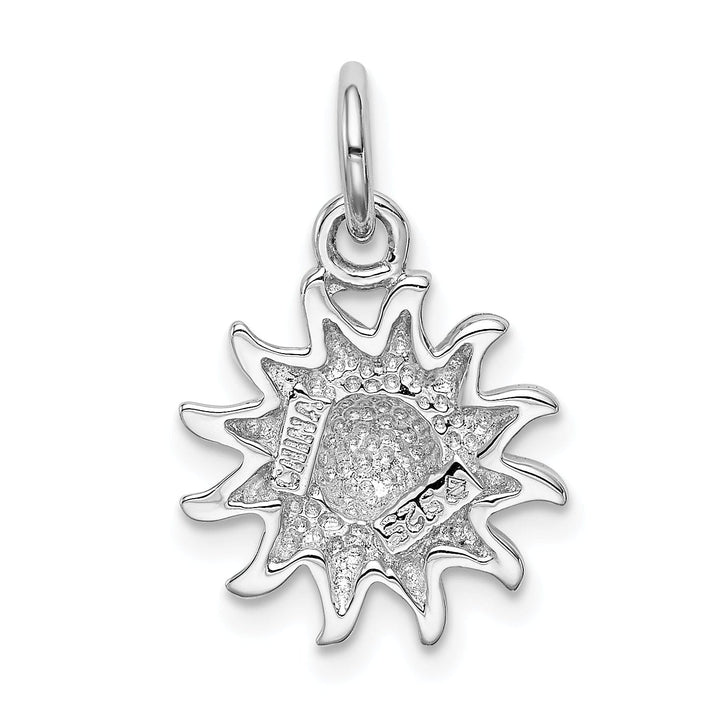 Silver Polish Finish Enameled Yellow Sun Charm