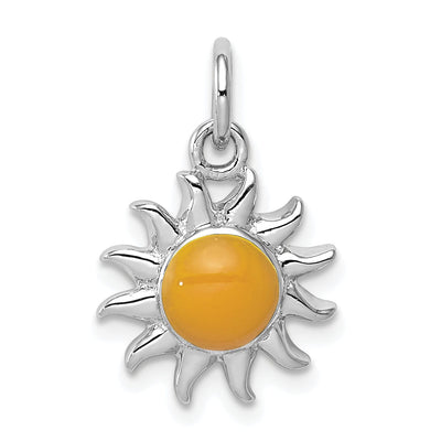 Silver Polish Finish Enameled Yellow Sun Charm at $ 28.6 only from Jewelryshopping.com