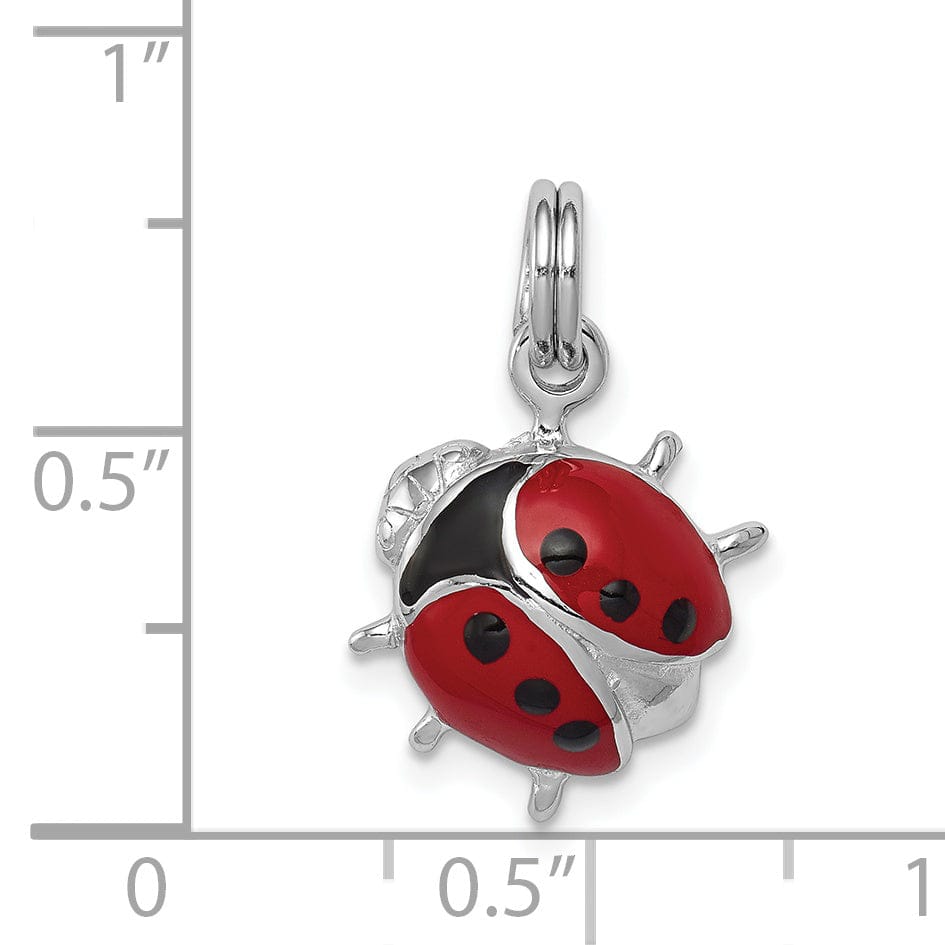 Sterling Silver Red Enameled Red Ladybug Charm