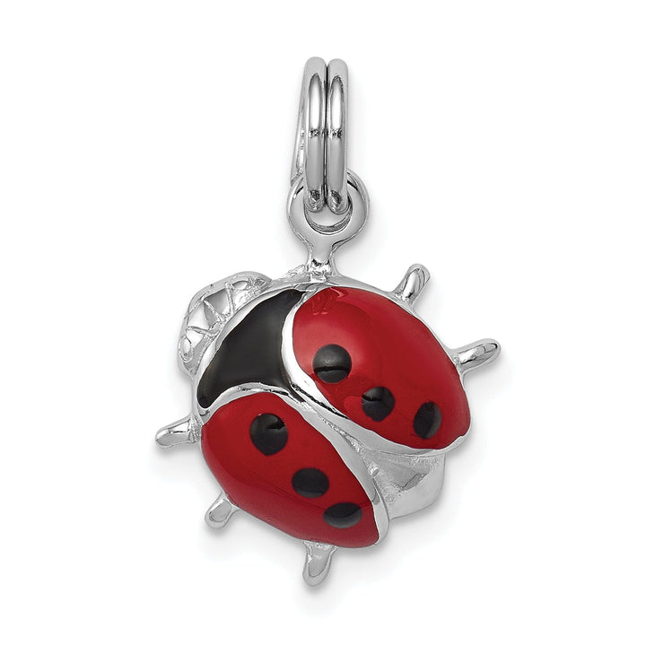 Sterling Silver Red Enameled Red Ladybug Charm