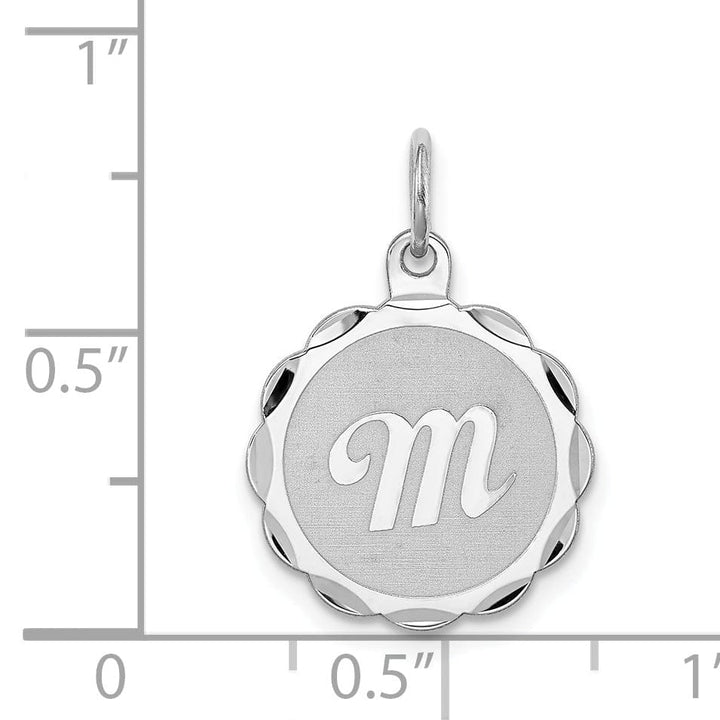 Sterling Silver Brocaded Initial M Charm
