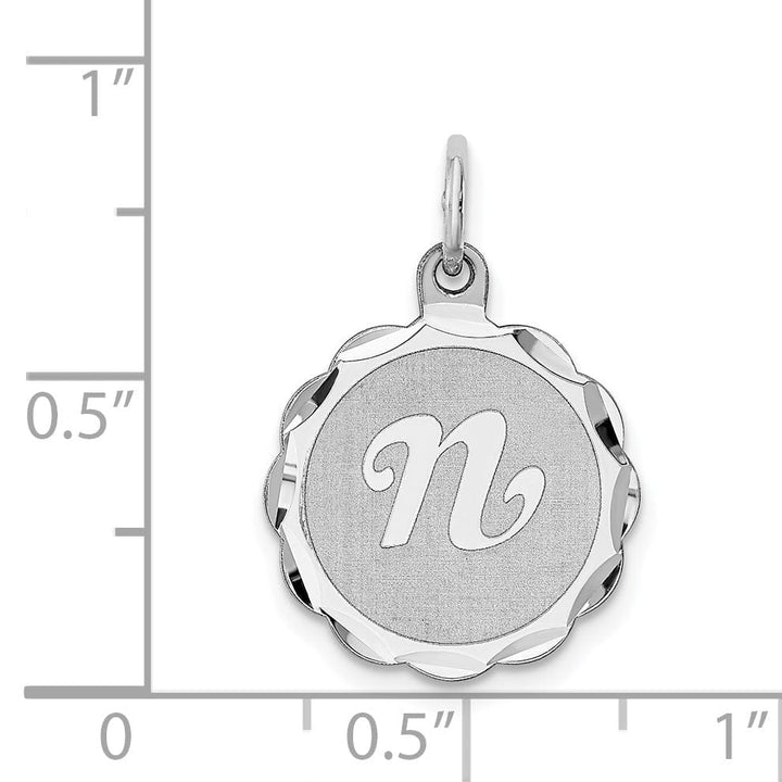 Sterling Silver Brocaded Initial N Charm