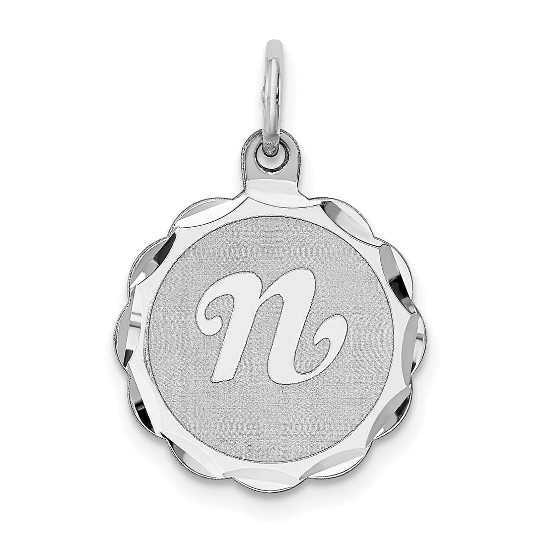 Sterling Silver Brocaded Initial N Charm