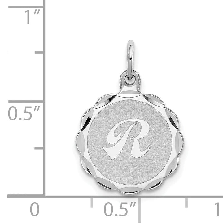 Sterling Silver Brocaded Initial R Charm