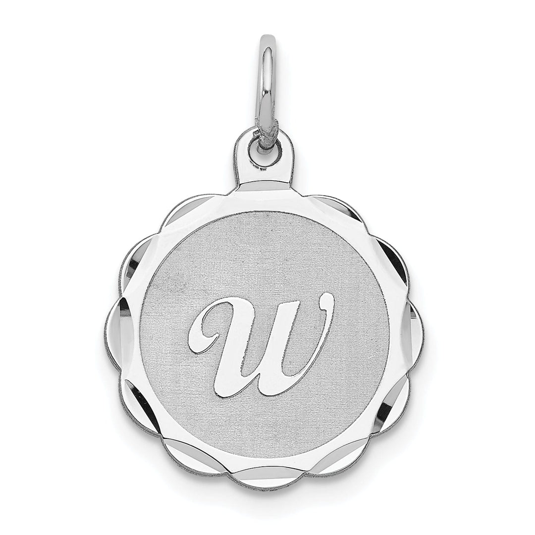 Sterling Silver Brocaded Initial W Charm