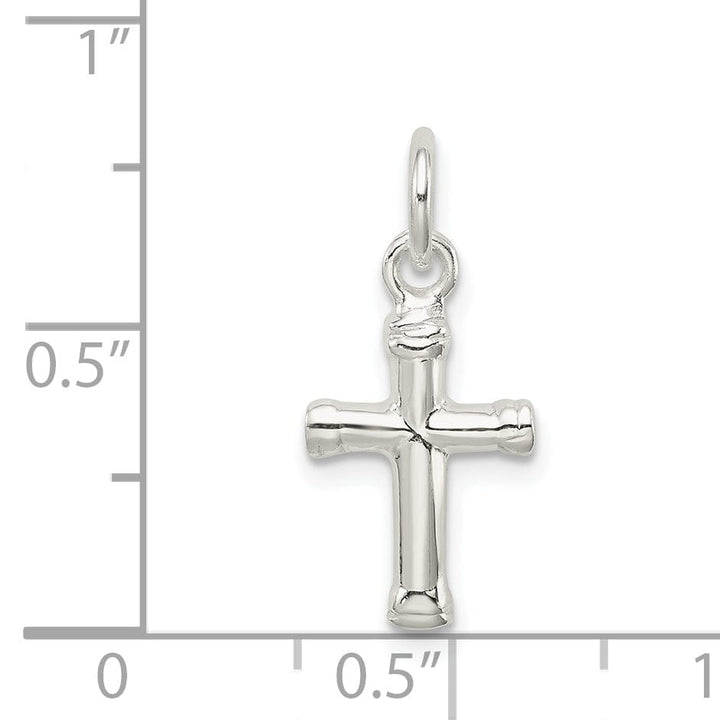 Silver Polished Finish 3-D Latin Cross Pendant