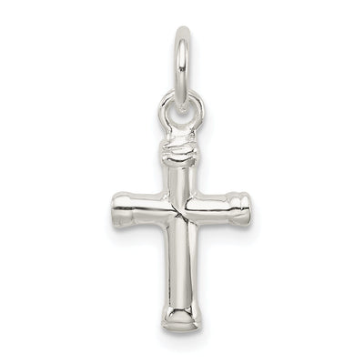 Silver Polished Finish 3-D Latin Cross Pendant