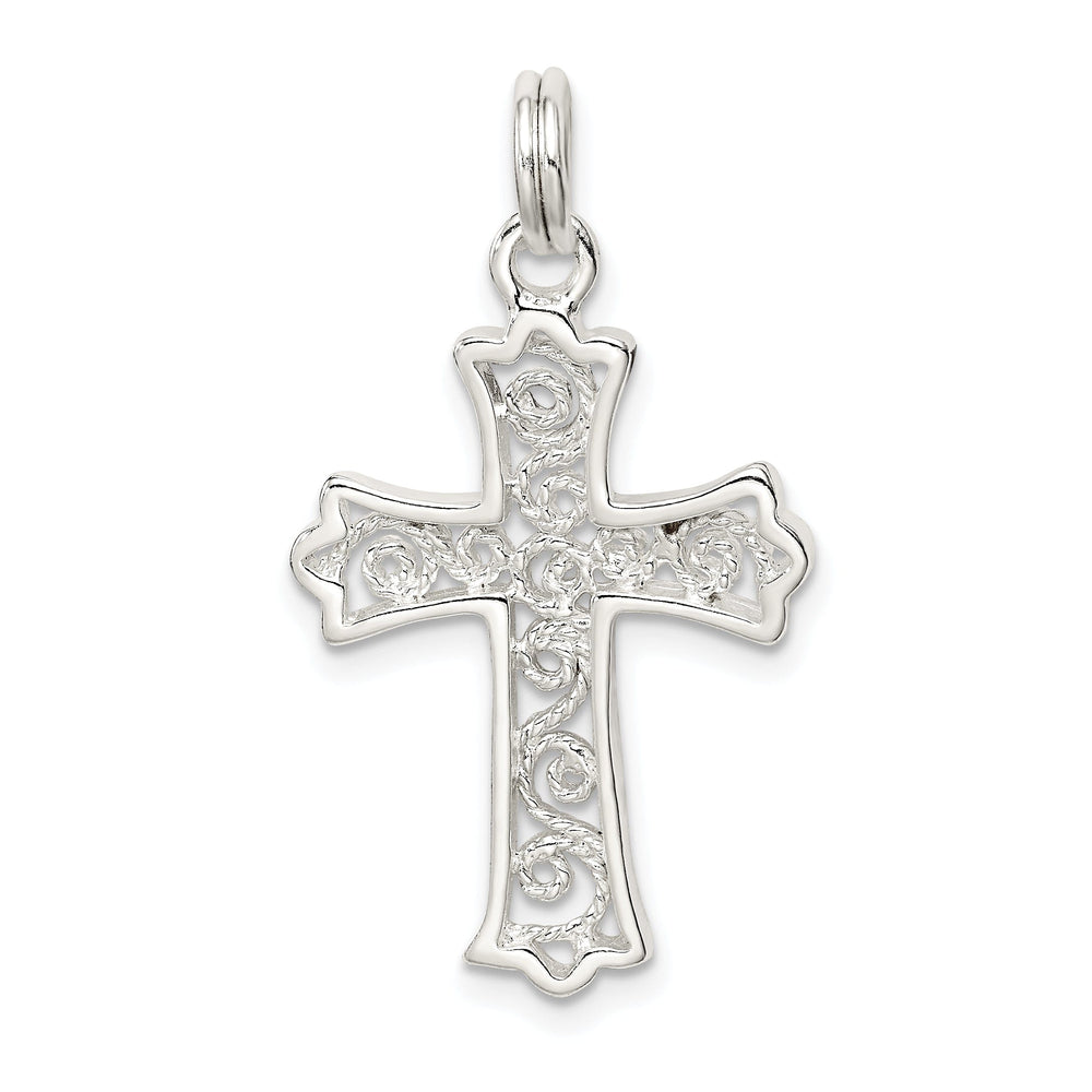 Sterling Silver Polished Budded Cross Pendant