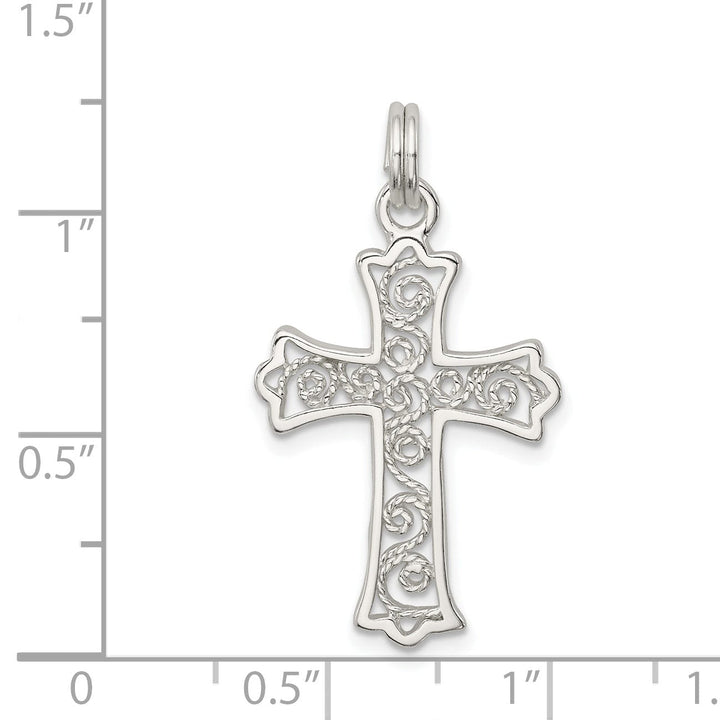 Sterling Silver Polished Budded Cross Pendant
