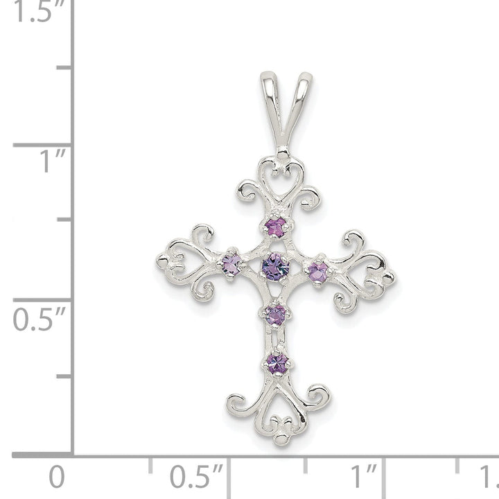 Sterling Silver Fleur De Lis Cross Pendant