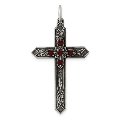 Silver Antique January Birthstone Cross Pendant at $ 46.12 only from Jewelryshopping.com