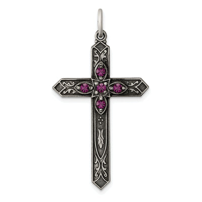 Silver Antique February Birthstone CrossPendant at $ 46.12 only from Jewelryshopping.com