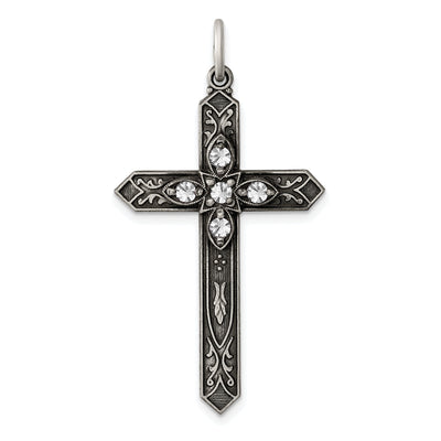 Silver Antique April Birthstone Cross Pendant at $ 46.12 only from Jewelryshopping.com