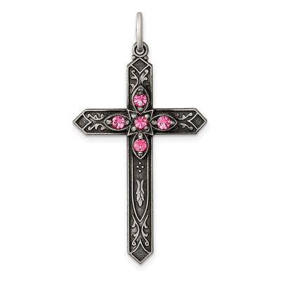 Silver Antique October Birthstone Cross Pendant at $ 46.12 only from Jewelryshopping.com