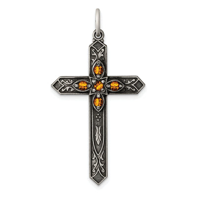 Silver Antique November Birthstone CrossPendant at $ 46.12 only from Jewelryshopping.com