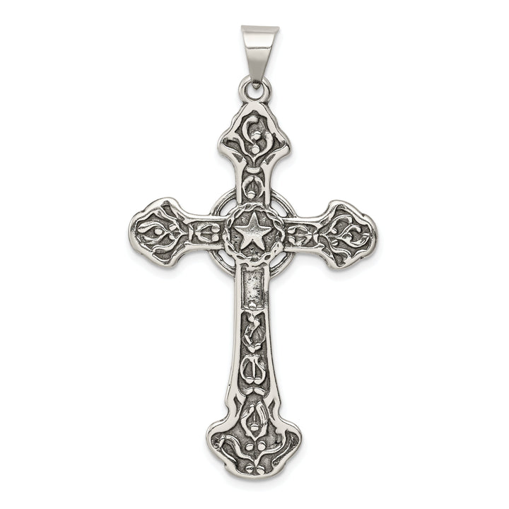 Silver Polish Antique Finish Iona Cross Pendant