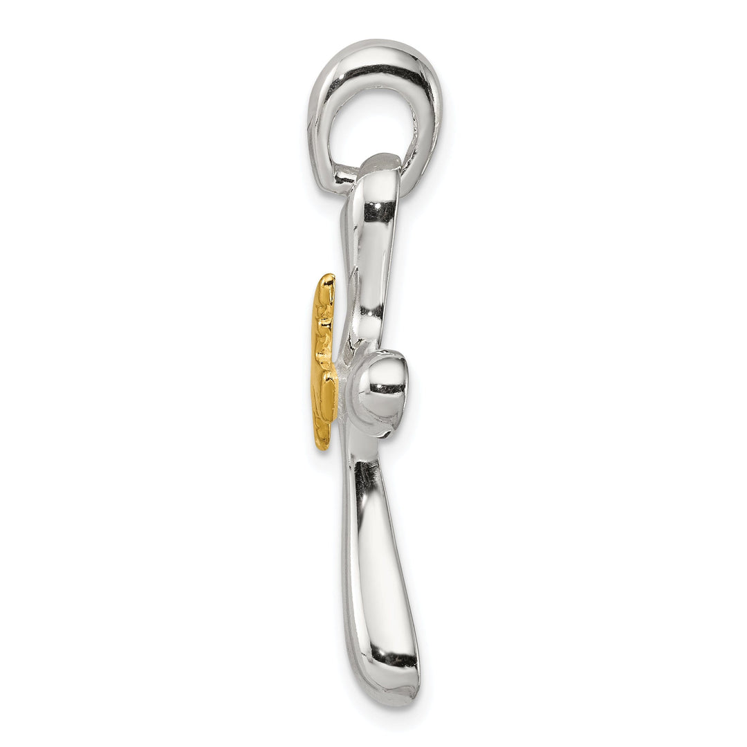 Sterling Silver Vermeil Dove Cross Pendant