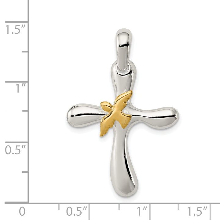 Sterling Silver Vermeil Dove Cross Pendant