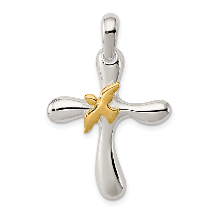 Sterling Silver Vermeil Dove Cross Pendant