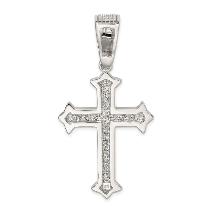 Sterling Silver Polish Finish C.Z Cross Pendant