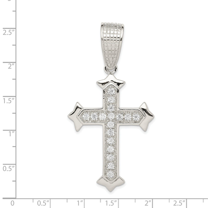 Sterling Silver Polish Finish C.Z Cross Pendant