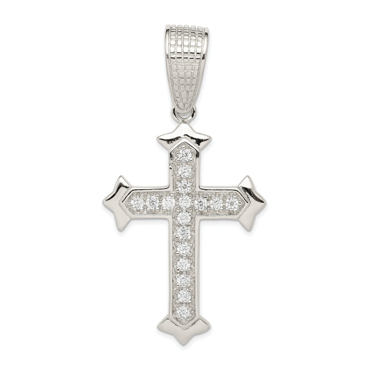 Sterling Silver Polish Finish C.Z Cross Pendant