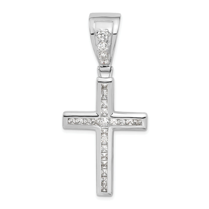 Sterling Silver Polish Finish C.Z Cross Pendant