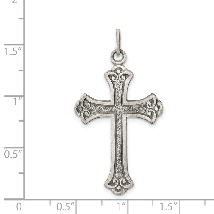 Solid Sterling Silver Antiqued Cross Pendant
