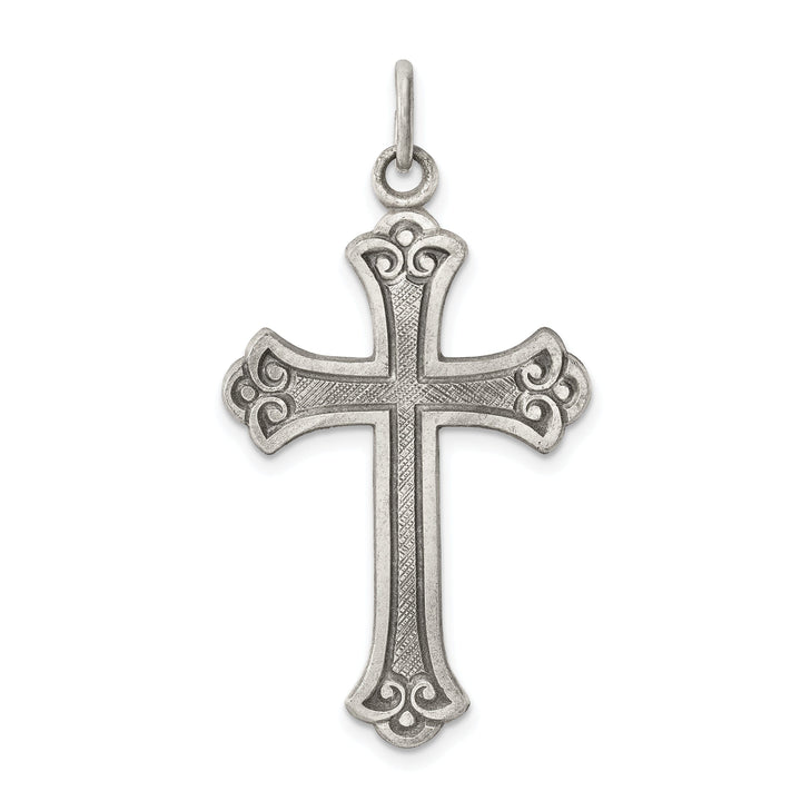 Solid Sterling Silver Antiqued Cross Pendant