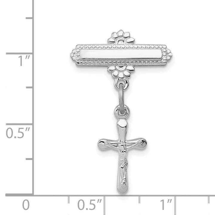 Sterling Silver Polished Crucifix Pin