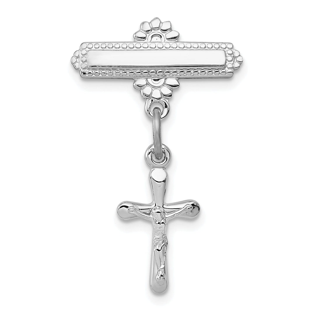 Sterling Silver Polished Crucifix Pin