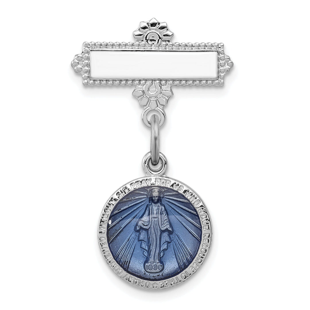 Sterling Silver Enameled Miraculous Medal Pin